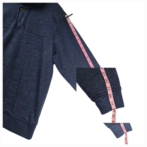 Orvis Signature 1/4 Zip Fleece Lined Sweatshirt Navy Blue Large - Picture 11 of 12